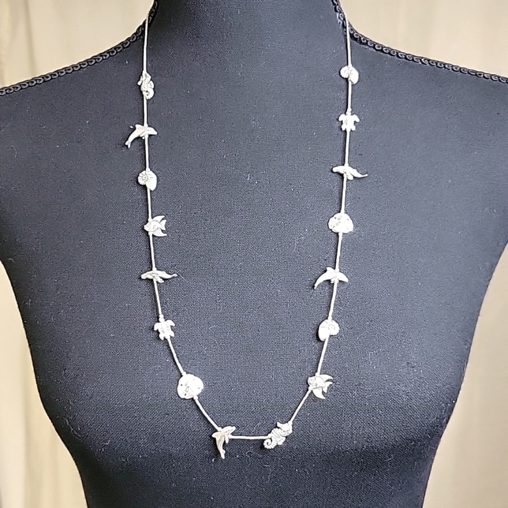 VTG KABANA Sterling Silver Sea Life Fetish Station Necklace 925 #NK902 Rare. - Picture 2 of 9